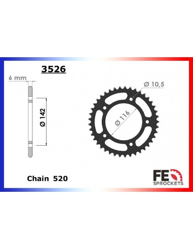 Couronne FE Yamaha TMAX 530 12-16 (pour Kit Chaine TMAX, 36 à 46 DENTS)